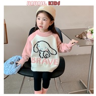 1-9Y Kids Cinnamoroll Fall Sweater | Color Block Long Sleeve Knit Top, Sanrio Character soft Clothin