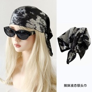 Silk Scarf Liquid Silver Sunscreen American Style Square Scarf Head Scarf y2k Head Scarf Silk Scarf 