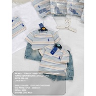 VN A631 | STRIPES T-SHIRT MINI LOGO KIDSWEAR TERNO DENIM SHORTS | SMALL 1-7YO