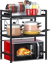 PUSDON Extendable Microwave Oven Rack, Heavy Duty Adjustable Microwave/Toaster Shelf(L15.7~23.6" xW1