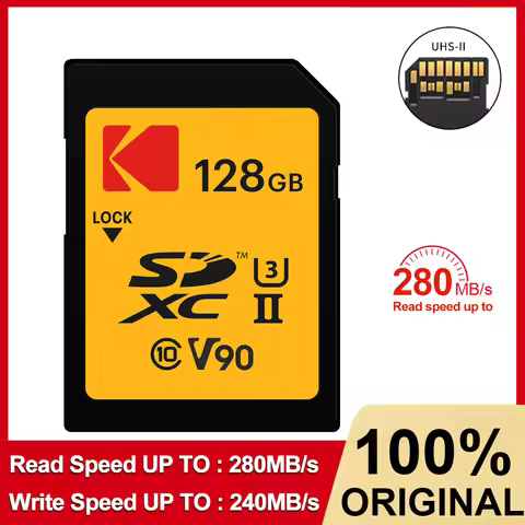 Kodak Original Memory SD Card 32GB SDHC 64GB 128GB 256GB 512GB SDXC Class10 Memory Card V30 V90 Supp