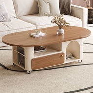Modern  Solid Wood Coffee Table Oval Coffee Table Movable Coffee Table Storage Coffee Table Living R