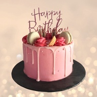 Halal Certified Macaron Pink Birthday Celebratory Cake