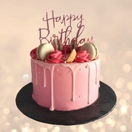 Halal-Certified Macaron Pink Birthday Celebratory Cake