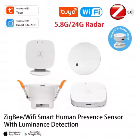 5.8G/24G ZigBee Wifi MmWave Human Presence Motion Sensor Detector With Luminance/Distance Detection 