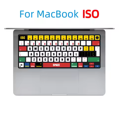 Suitable for (Iso Eu) Apple MacBook Keyboard Sticker Button Sticker Large Font Contrast Color Thick 