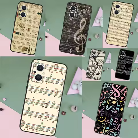 Music Score Musical Notes Case For OPPO Reno 15F 14F 11 12 13 F 14 10 15 Pro 7 8 Lite OPPO Find X5 X