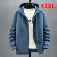 ASFLY Plus Size 10XL 12XL Hoodie Men Autumn Winter Fleece Hoodies Solid Color Zipper Up Hoodies Big 