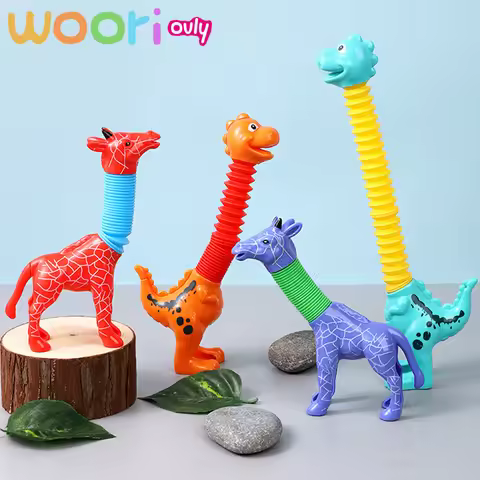 New Colorful Giraffe Pop Tube Anti-stress toys Push It Bubble Balls Decompression Pipe Vent Fidget T