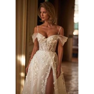 Off White 3D Beaded Floral Lace Bridal Veil - 51 Inches