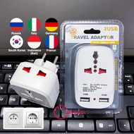 Ổ cắm du lịch Hàn Quốc 2 cổng sạc USB CF NK-823 chuyên dụng Hàn Quốc Bali Pháp Ý Đức Nga EU Travel A