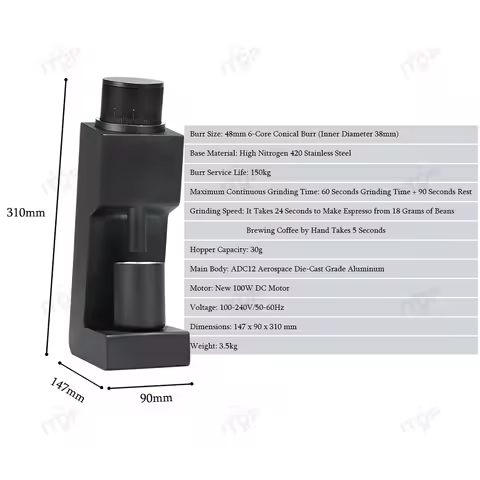 ITOP 03 Electric Coffee Grinder Six-core 38mm Burr Household Coffee Bean Grinder Coffee Miller Grind