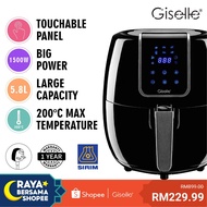 Giselle Digital Air Fryer 5.8XL with Touch Control Timer Temperature Control - Black (1800W) KEA0208