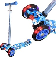 Scooter for Kids 3 Wheels Scooter Kids Scooter, 4 Adjustable Height Lean to Steer,Extra-Wide Deck, Kids Scooter with LED Light Up Wheels Toddlers Girls &amp; Boys from 3 to 12 Year-Old Learn to Steer.