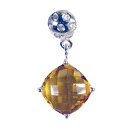 RIYO In Bulk 925 Sterling Silver Pendant Citrine Silver Pendant Yellow Pendant Cushion Pendant Prong