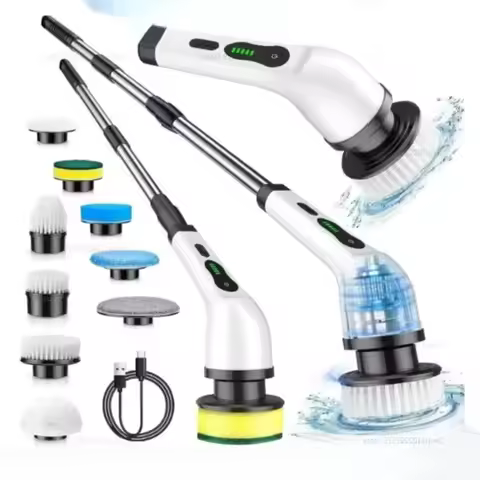 9 in 1Electric Spin Scrubber,Cordless Cleaning Brush Shower Scrubber – Adjustable Extension Handle W