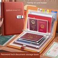 Password lock leather faced family certificate storage package data loose leaf a4b5 storage book cer