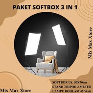 TaffSTUDIO Payung Softbox Studio 50x70cm + Tripod 2 meter + Bohlam 45W Reflektor Fotografi - Black /