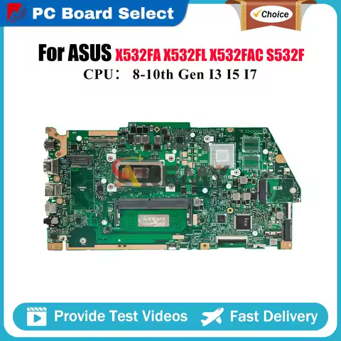 X532FA Laptop Motherboard For ASUS S531F K531F X532FL V532F S532F X532FAC V531F S5500F K532F X532F X