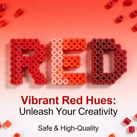 2.6mm Bulk Red Color Series Perler Beads Refill Pack - 1000/5000pcs Fusible DIY Art Craft Fuse Beads