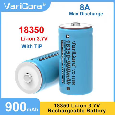 VariCore VC-18390 with TiP18350 rechargeable lithium battery, 900mAh high-capacity flashlight and po