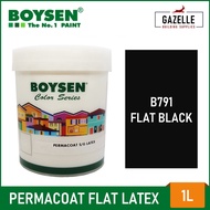 Boysen Permacoat Flat Latex Black B791 Acrylic Latex Paint - 1L2021