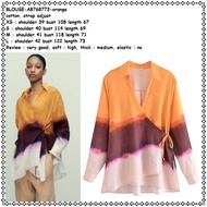 NEW AB768773 BAJU ATASAN BLOUSE KIMONO PANJANG WANITA KOREA ORANGE TIE