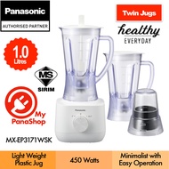 Panasonic Plastic Twin Jugs Blender with Dry Mill for Juice, Smoothies, Soup and Spices ( 1.0L / 450