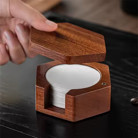 Coffee Filter Paper Storage Box 51/53/58mm Mocha Pot Filter Paper Dust-proof Storage Box Handle Roun