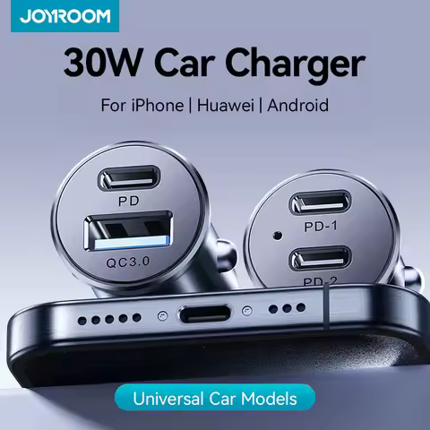 Joyroom 30W Mini Car Charger PD QC3.0 USB Type-C Fast Charging Car Charger Dual Ports Phone Charger 