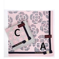 Japan CLATHAS Camellia Handkerchief Pink/Pink Gray Made In Cotton 100% (52x52cm)