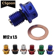 C5GOON M12 x 1.5 Magnetic Oil Drain Plug Bolt Screw Washer Gasket For Yamaha YZF-R3 YZF-R25 MT-03 MT