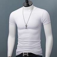 COD Wholesale Round Neck Short-Sleeved t-Shirt Men Summer Slim-Fit White Bottoming Shirt Fashion Tre