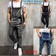 Hopeu Skinny Ripped Denim Jumpsuit Jeans for Men Skinny Jumpsuits Men Overall Casual Black White Jea