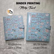 Travel Motif Printing Binder. Available A5/20 holes & B5/26 holes