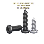 [HJC-LY-w] Nickel-Plated/Black Small screw Wood screw Phillips Pan Head Self Tapping Screw M1M1.2M1.