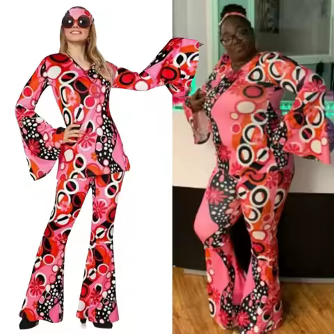 70s Disco Outfit Women 80's Disco Dress Pants Halloween Costume Hippie Clothes Retro Hippie