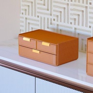 bencross本心本來-皮革桌面兩層抽屜盒-橘金色