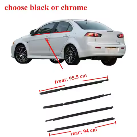 4 Pcs Black or Chrome Outside Window Glass Rubber for Lancer CY CX Window Outside Weatherstrip for F