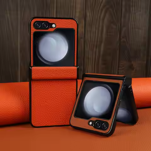 Luxury Hand Crafted Genuine Leather Case For Samsung Galaxy Z flip5 Phone Cover Galaxy Z Flip 3 flip