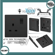 Black Switch & Socket Outlet Suis Lampu Rumah Sirim Prestige Zenso Electric Wall Switch Socket 13A 2