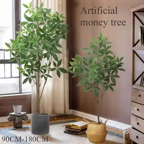 Artificial Green Plant Money Tree 90CM To 180CM Large Plant, Money Tree Potted Plant Home Hotel Shop