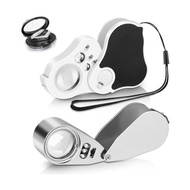 1Set Luminous Jewelry Ring Magnifying Glass 40X Jewelry Magnifying Glass Ring with UV Light LED Ligh