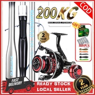2025 NEW Fishing Reel Full Set Spining Rod 1.65-2.1m Joran Pancing Set Alat Memancing Spinning 100KG