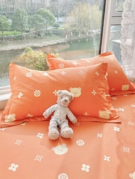 Pillowcase One-Pair Package Pure Cotton Double Home 100 All Cotton Pillowcase Bear Children Latex Pillow Case Single Men