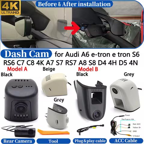 Dash Cam for Audi A5 S5 RS5 8T 8F A6 S6 RS6 C6 4F C7 4G A7 S7 RS7 4G8 Front&Rear 4K DVR Dashboard Ca