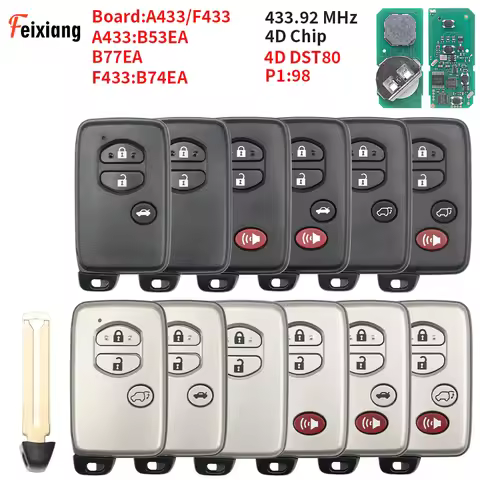 FX A433 B53EA/B77EA F433 B74EA 433MHz 4D Car Remote Key For Toyota Prius Prado Land Cruiser Camry Cr