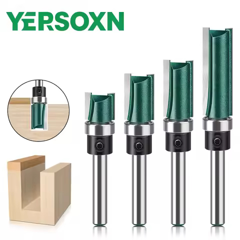 1pc 6mm 1/4"Shank Bearing Straight Router Bit Copy Trimming Cutter Line Cutter Trimming Machine Mill