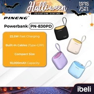 [New arrival] Pineng PN-830PD Power Bank Fast Charging 2 Built-in Cable Type-C&Fruit(22.5W/10000mAh)