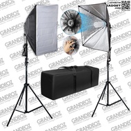 2 SET SOFTBOX E27 50x70cm + Light Stand Studio Lamp set Softbox + light stand + Photo video Bulb + B